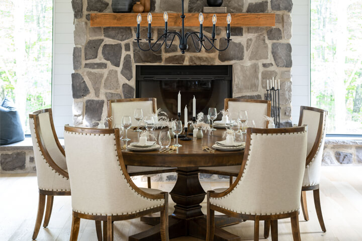 Dining table in a small living room